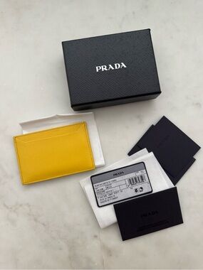 Prada Yellow Saffiano Leather Card Sleeve